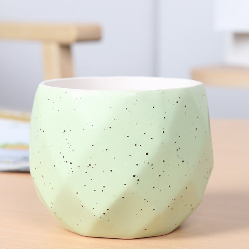Textured Geometric Ceramic Plant Pot Kalsten