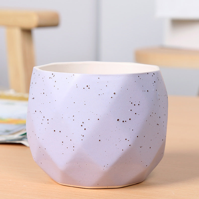 Textured Geometric Ceramic Plant Pot Kalsten