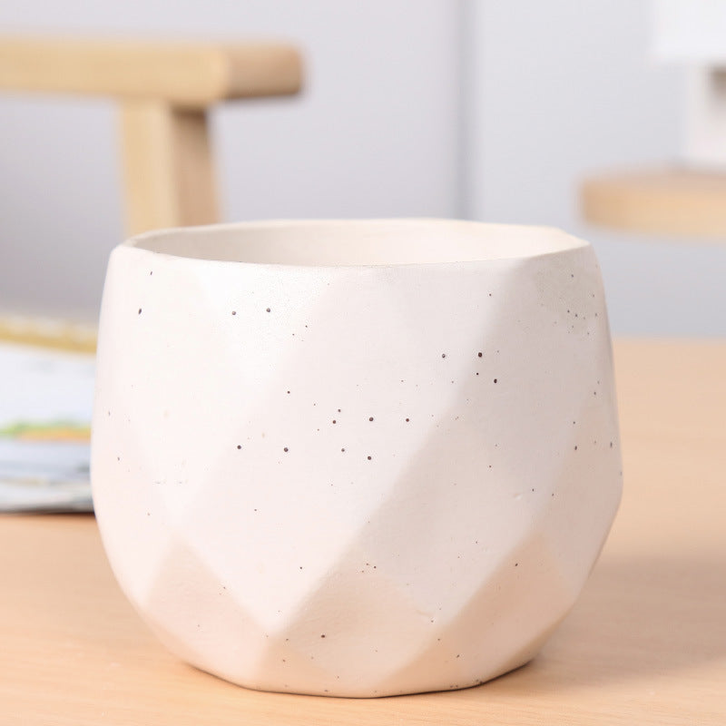Textured Geometric Ceramic Plant Pot Kalsten
