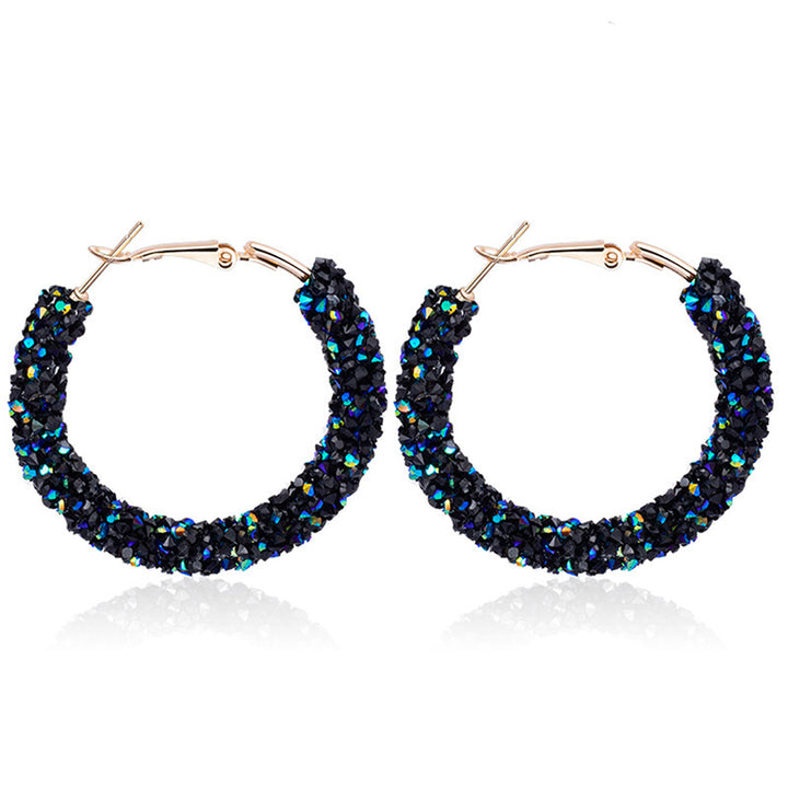 Elegant Crystal Embellished Hoop Earrings Kalsten
