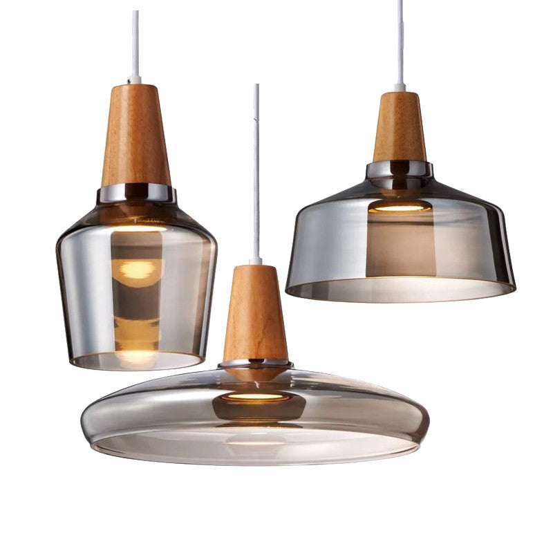 Modern Wood and Glass Pendant Light