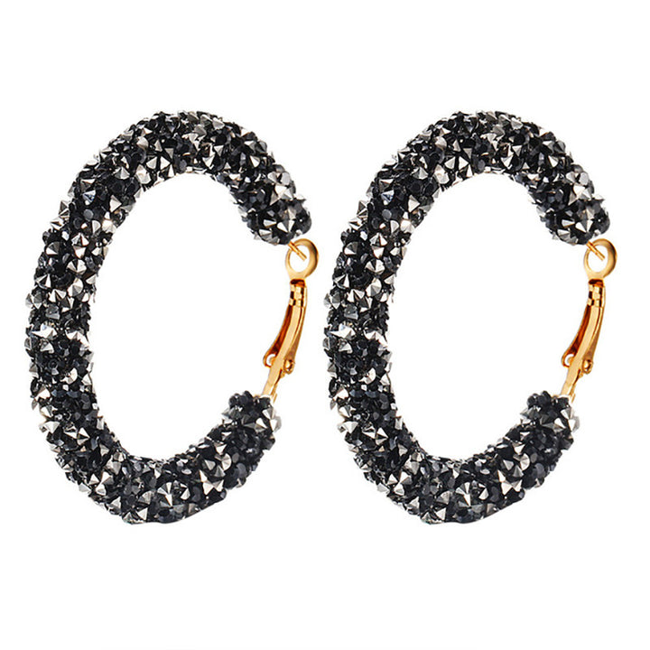 Elegant Crystal Embellished Hoop Earrings Kalsten