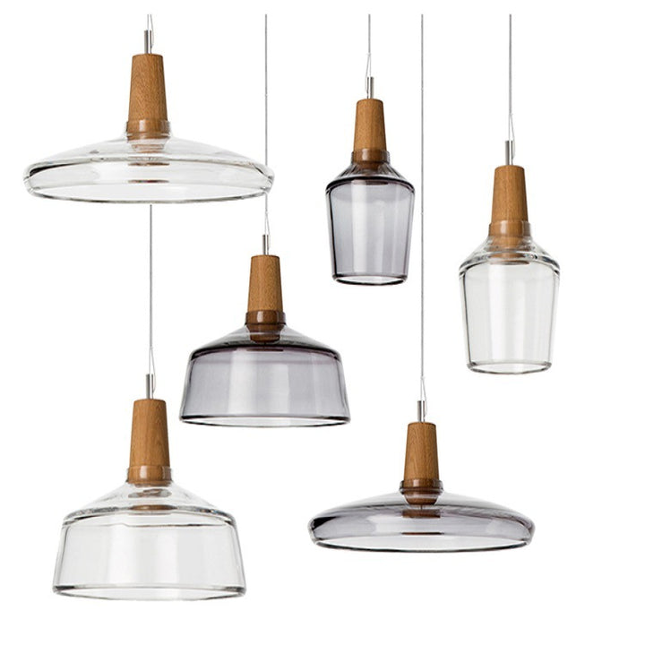 Modern Wood and Glass Pendant Light