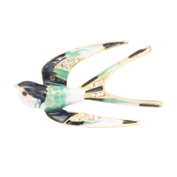Ornate Bird-Inspired Enamel Brooch Kalsten