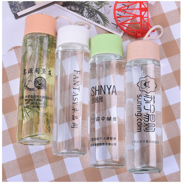 Ladies High Quality Glass Drinking Bottle with Carabiner Kalsten