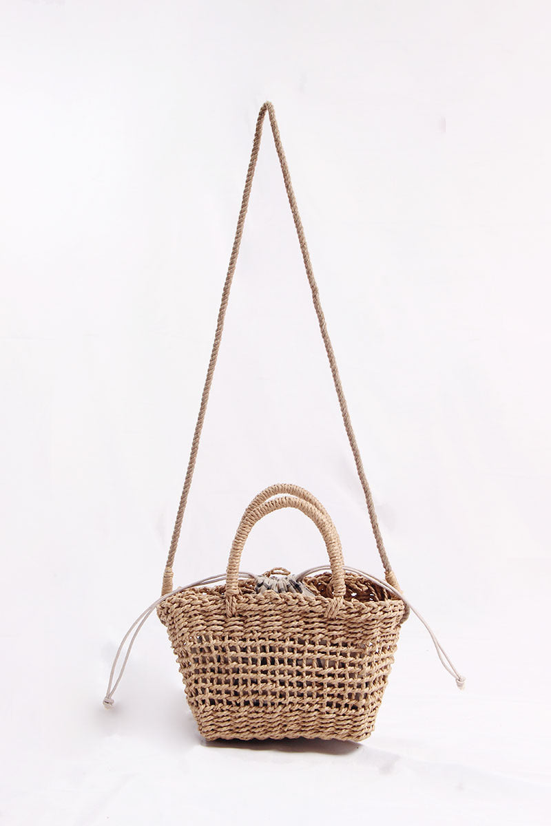 Handcrafted basket bag with detachable shoulder strap Kalsten