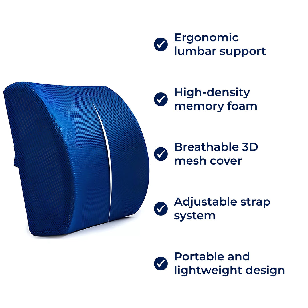 DriveEase | Car Lumbar Support Cushion – Memory Foam Relief – Breathable Mesh – Ideal for Commute & Long Drives Kalsten