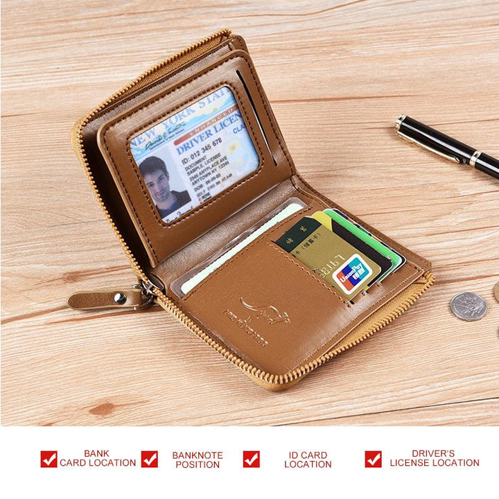 Men’s RFID Leather Zip Wallet