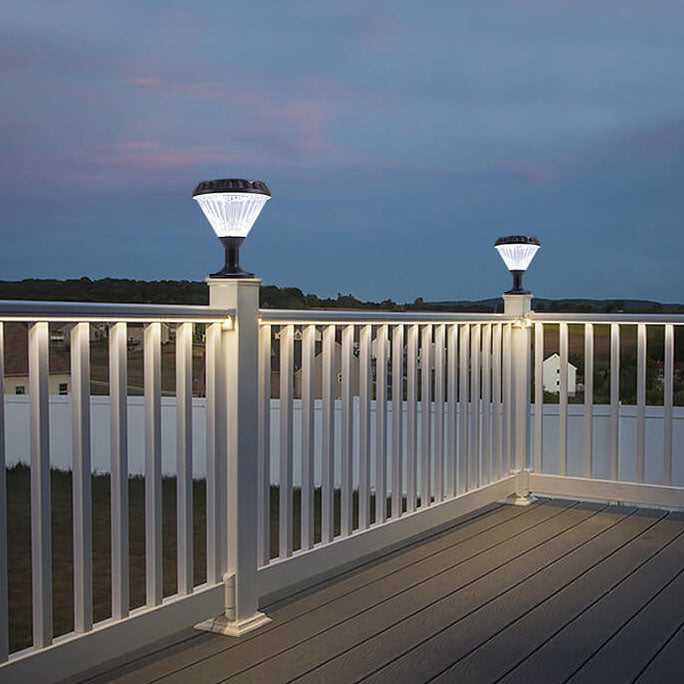 Modern Black Solar Die-Cast Aluminum Glass Outdoor Patio Waterproof Column Head Light | Kalsten