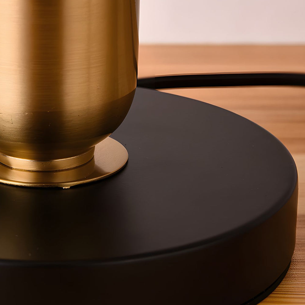 Vintage White/Black and Mid-Century Modern Brass Table Lamp | Kalsten