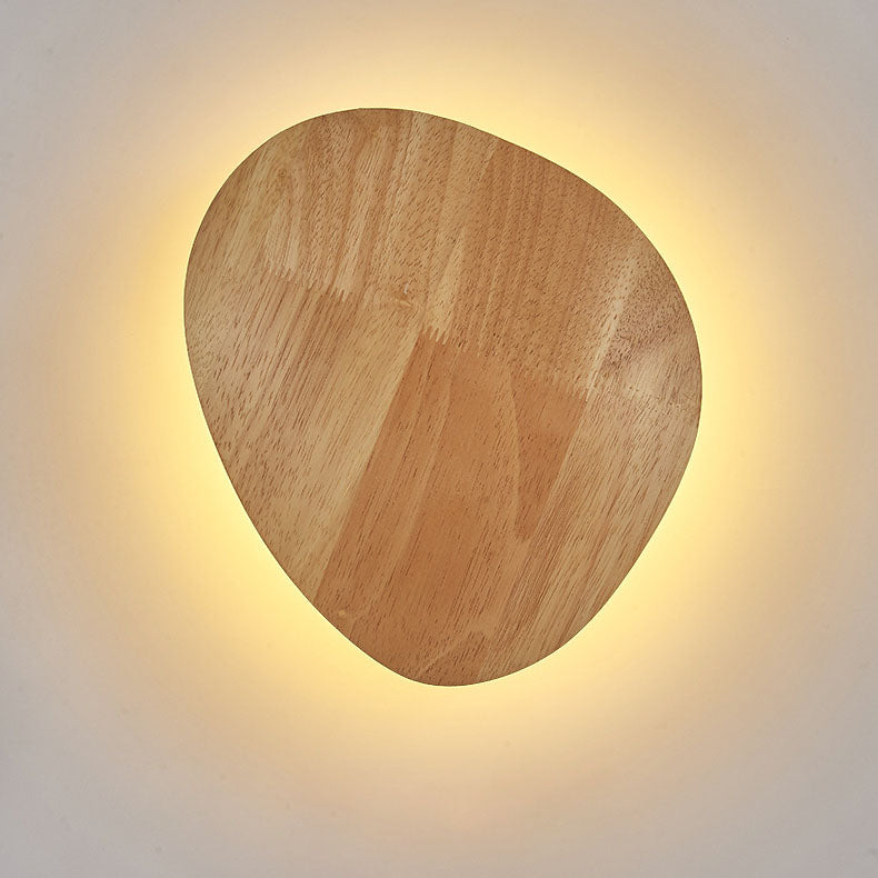 Minimalist Oval Wood LED Wall Lamp – Living Room