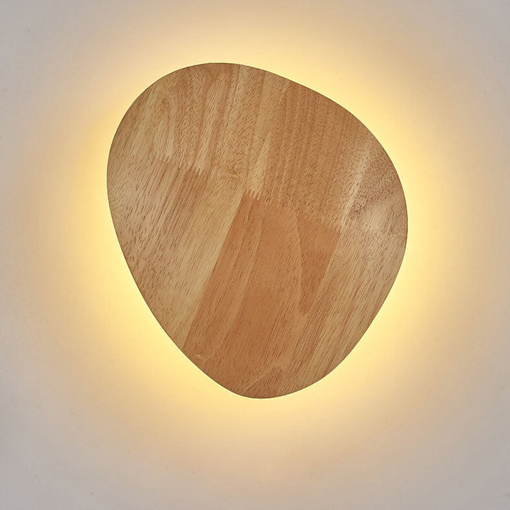 Minimalist Oval Wood LED Wall Lamp – Living Room