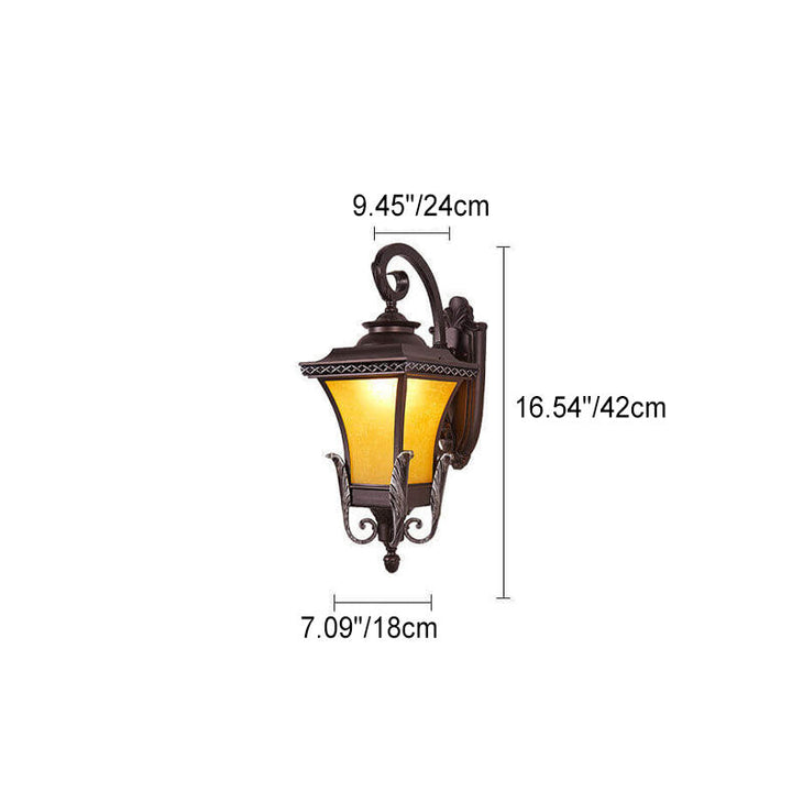 European Vintage Outdoor Square Cage Aluminum Glass 1-Light Wall Sconce Lamp | Kalsten