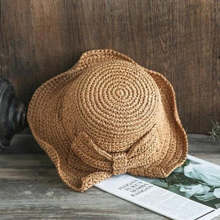 Kalsten | Retro Folding Straw Hat with Bow