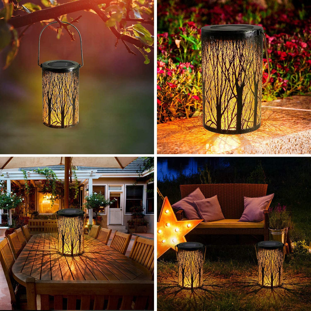 Modern Art Deco Solar Cylinder Skeleton Lantern Iron LED Outdoor Landscape Light For Garden | Kalsten