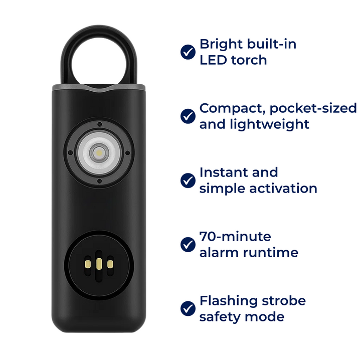 Ultra-Loud 130 dB Siren – Compact LED Torch Safety Device – For Night-Walkers Students & Commuters Kalsten