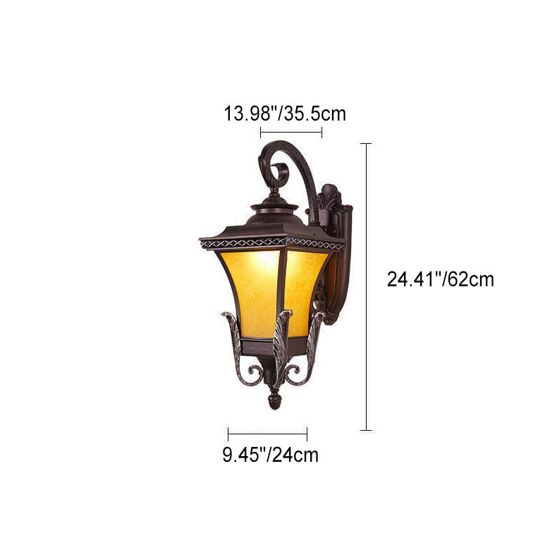 European Vintage Outdoor Square Cage Aluminum Glass 1-Light Wall Sconce Lamp | Kalsten