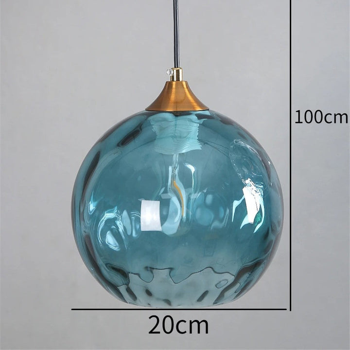Pendant Light Ripple Glass 7.9 in Sphere Adjustable Dining Room Kitchen Hanging Ceiling Lamp Modern Nordic Minimalist Fixture | Kalsten