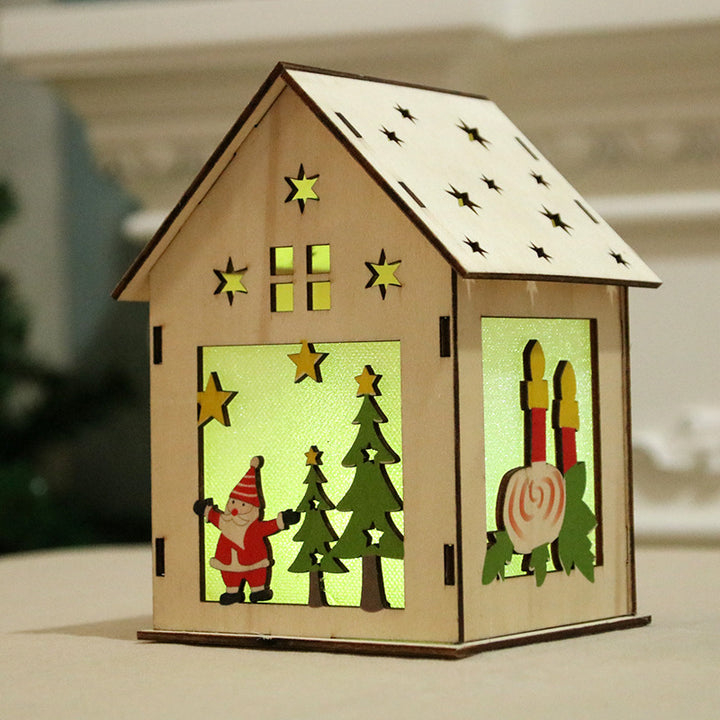 Decorative Wooden Santa House Ornament Kalsten