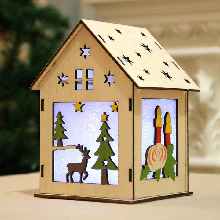Decorative Wooden Santa House Ornament Kalsten