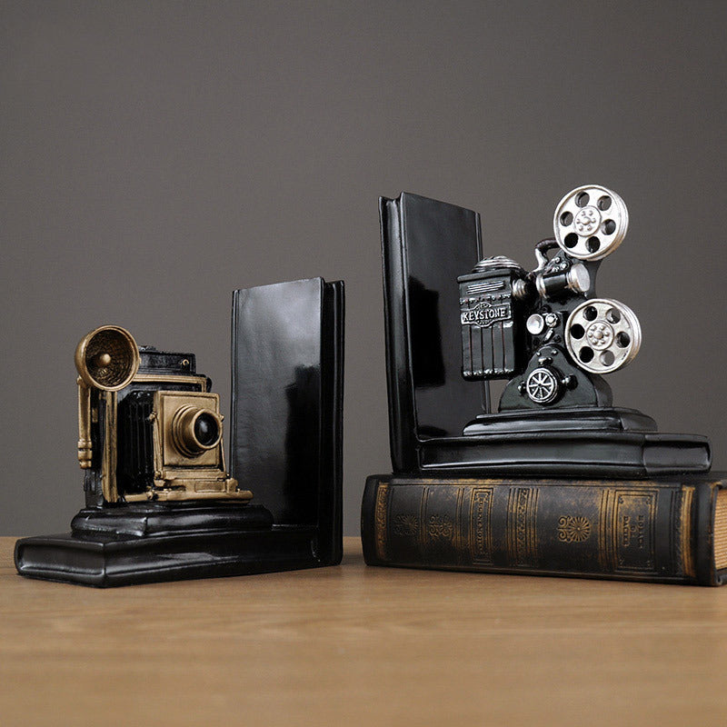Vintage Camera and Film Projector Bookends