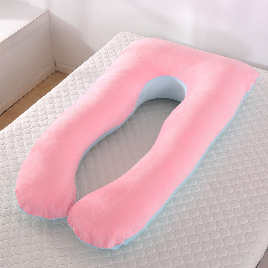 full-body U-shaped pregnancy support pillow with ergonomic lumbar and hip contour and removable breathable cover Kalsten