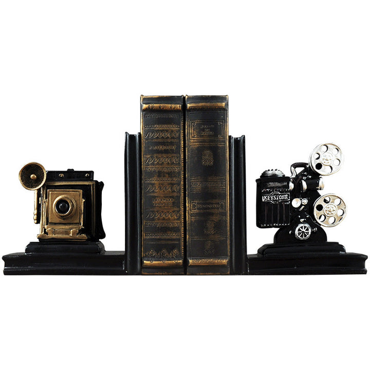 Vintage Camera and Film Projector Bookends