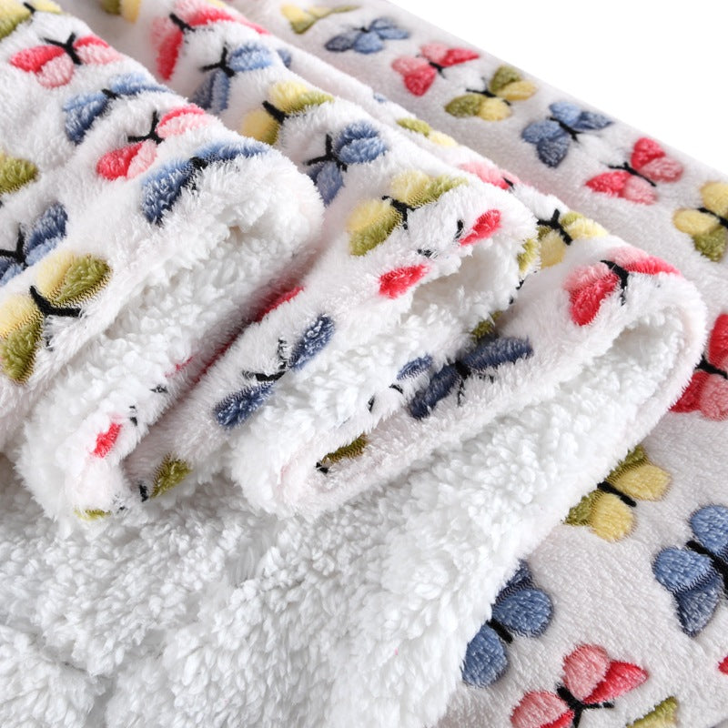 Women's soft and fluffy blanket with colorful butterfly pattern Kalsten