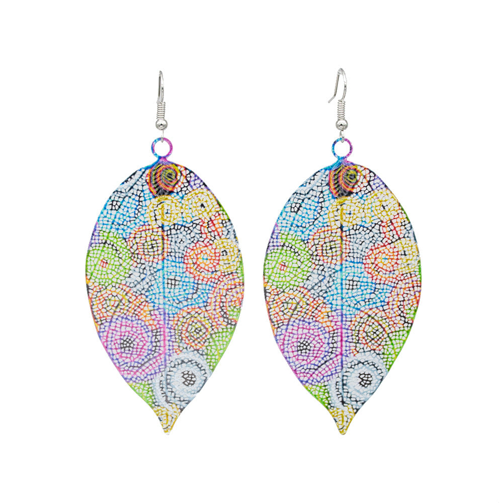 Colorful Leaf-Inspired Dangle Earrings Kalsten