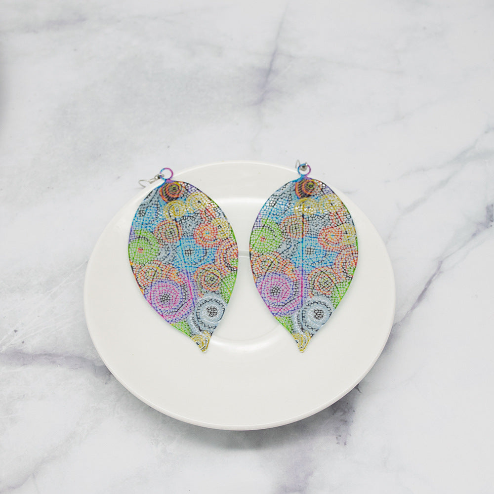 Colorful Leaf-Inspired Dangle Earrings Kalsten