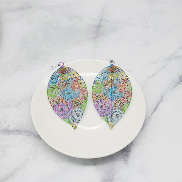Colorful Leaf-Inspired Dangle Earrings Kalsten