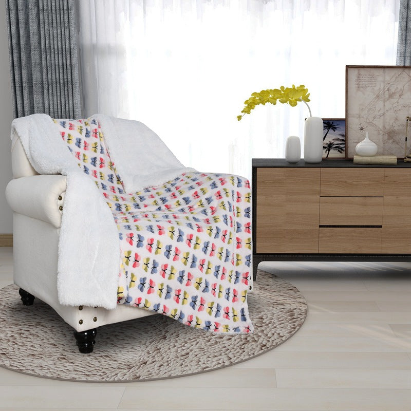Women's soft and fluffy blanket with colorful butterfly pattern Kalsten