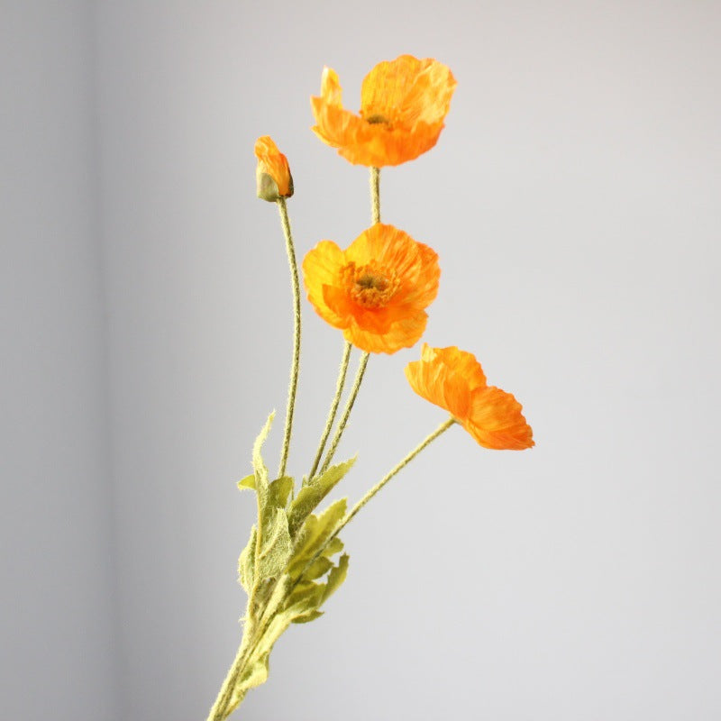 Lifelike Silk Poppy Flower Stem