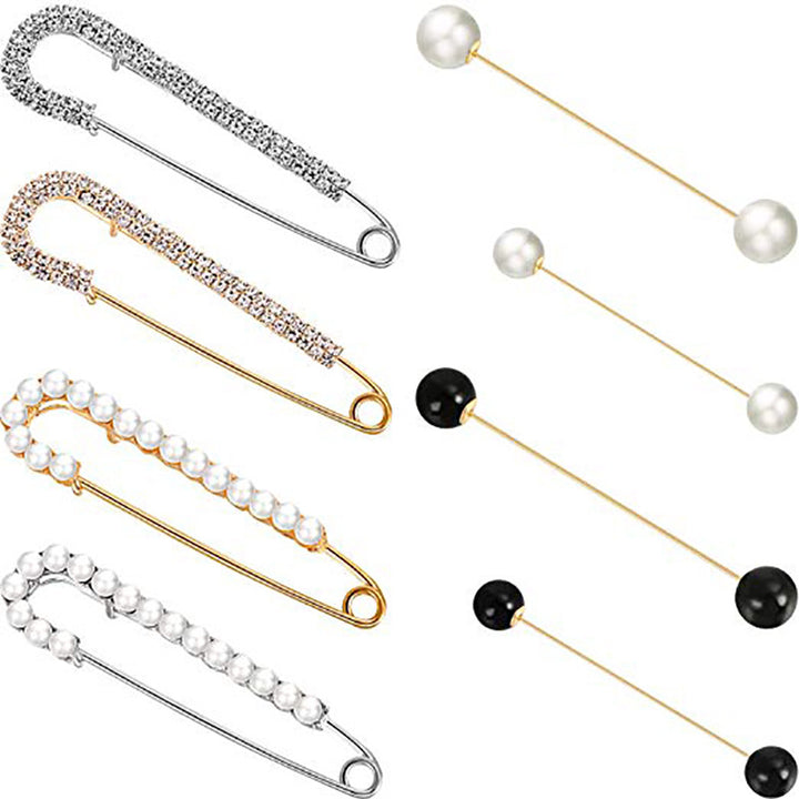 Decorative Pearl and Rhinestone Safety Pin Set Kalsten