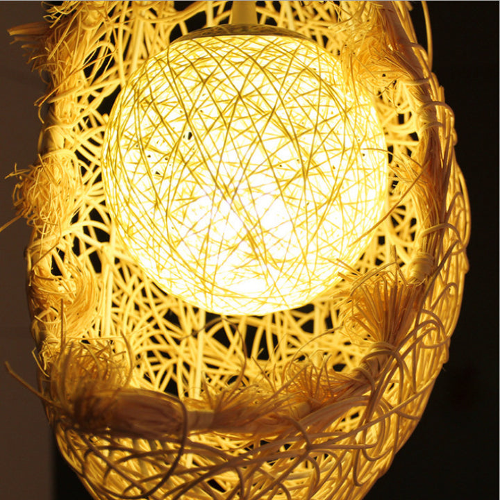 Moon-Shaped Woven Pendant Light