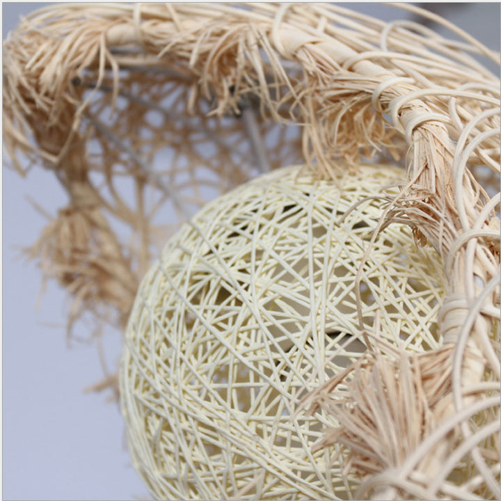 Moon-Shaped Woven Pendant Light