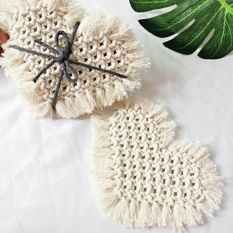 Decorative Macramé Heart-Shaped Trivet Kalsten