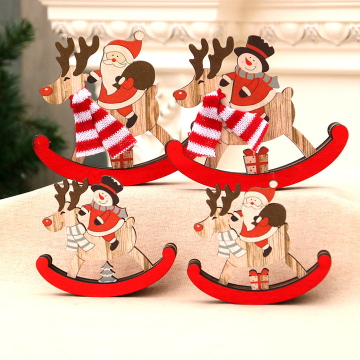 Decorative Wooden Reindeer and Snowman Figurine Kalsten