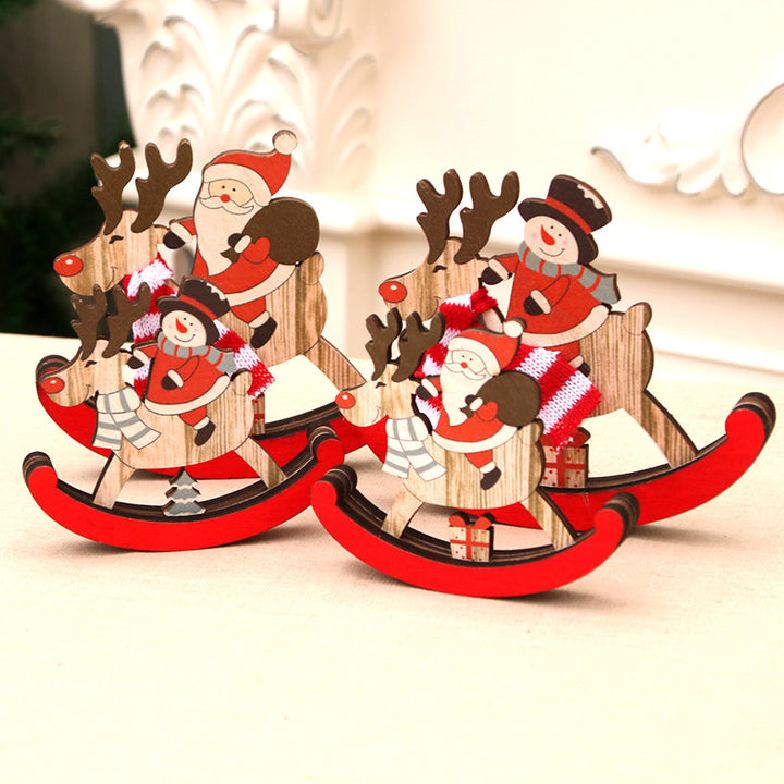 Decorative Wooden Reindeer and Snowman Figurine Kalsten