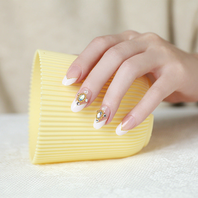 Decorative Press-On Nail Set with Elegant Accents