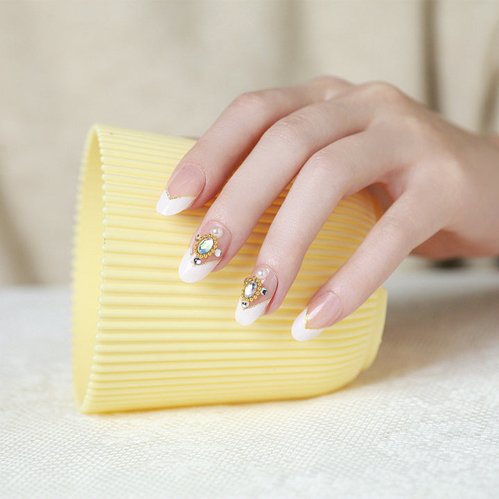 Decorative Press-On Nail Set with Elegant Accents