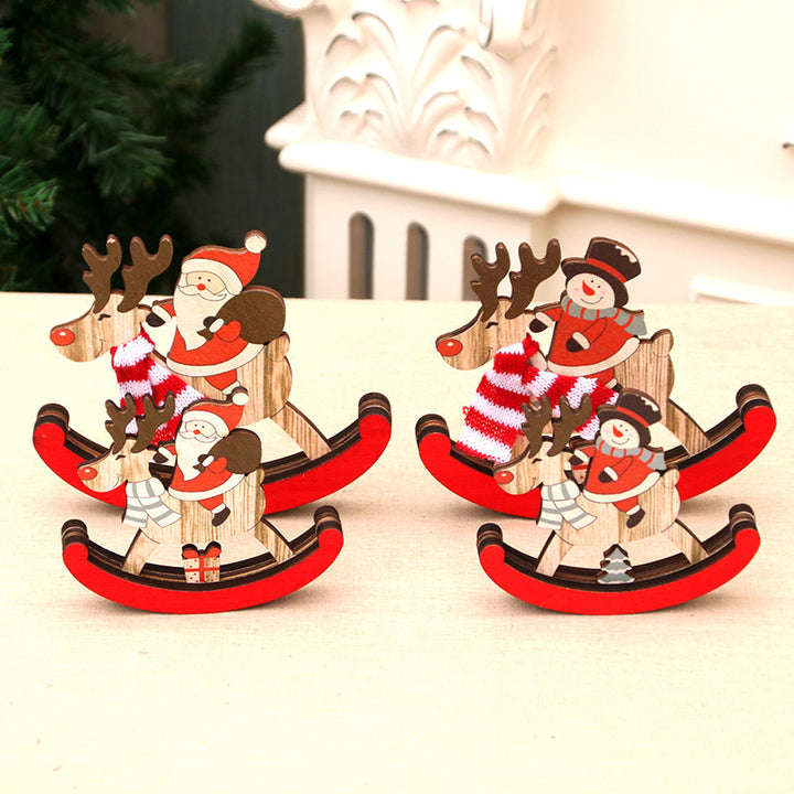 Decorative Wooden Reindeer and Snowman Figurine Kalsten