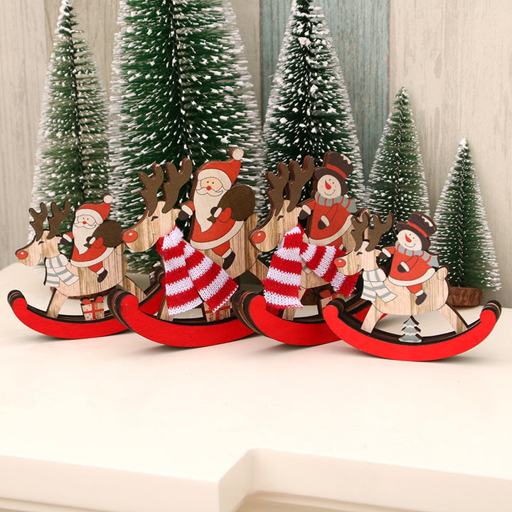 Decorative Wooden Reindeer and Snowman Figurine Kalsten