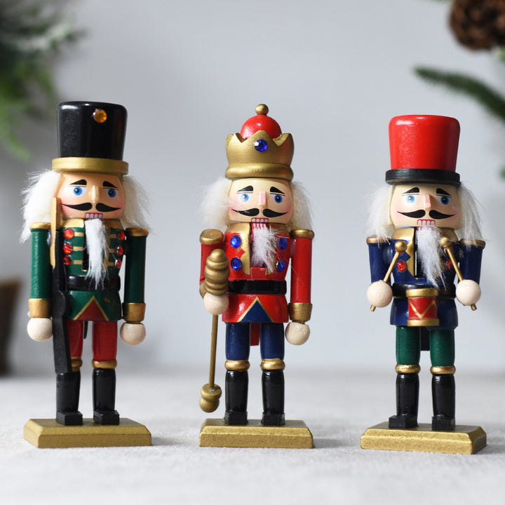 3-piece set wooden nutcracker soldiers, 15 cm