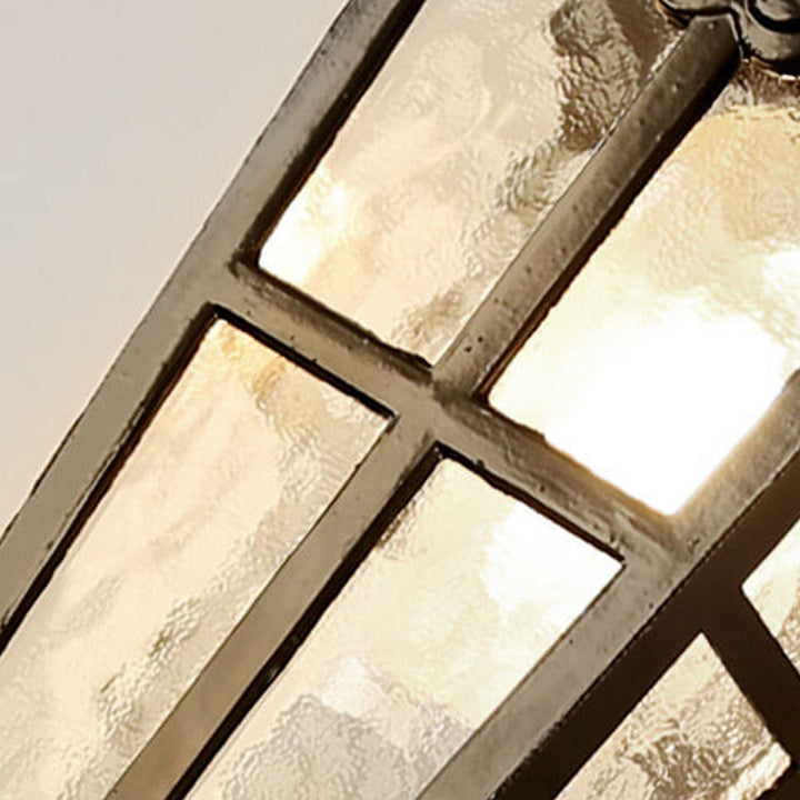 European Retro Glass Aluminum Lantern Outdoor Waterproof 1-Light Wall Sconce Lamp | Kalsten