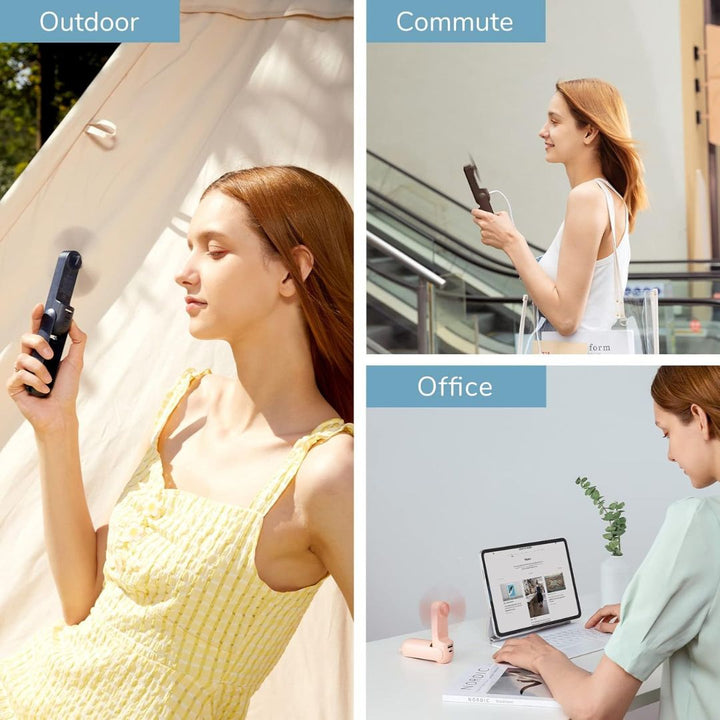 3 In 1 Handheld Mini Fan | USB Rechargeable, Foldable Design & Ideal for Travel, Camping, and Outdoor Activities | Kalsten