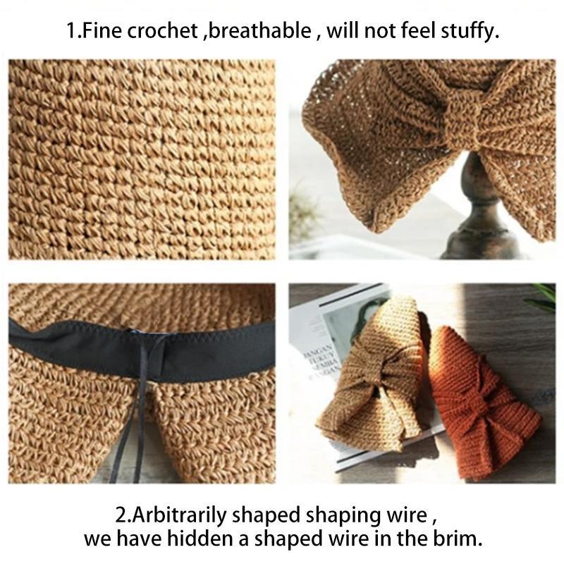 Kalsten | Retro Folding Straw Hat with Bow