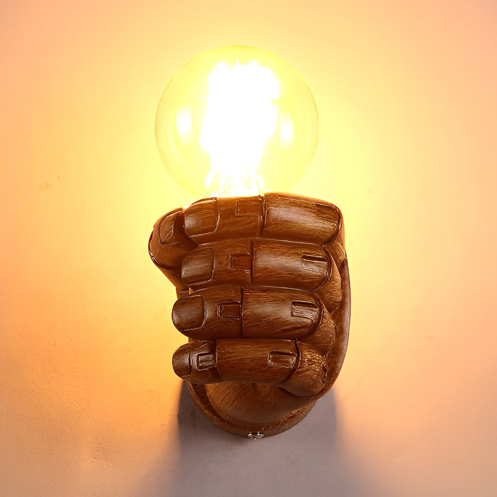 Resin Hand Fist Shaped Retro Industrial Style Wall Lamp Wall Sconce Lighting | Kalsten