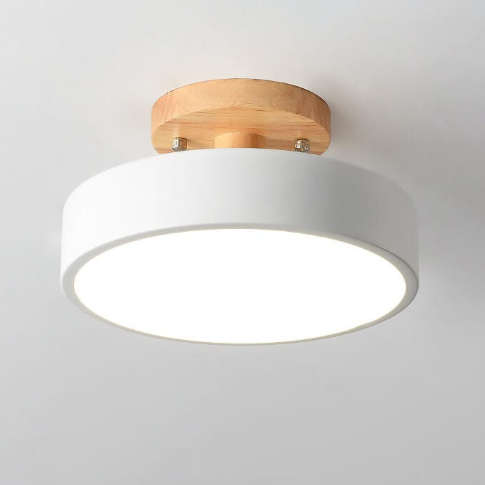 Ceiling Light Wood Acrylic 11.8 in LED Semi Flush Bedroom Hallway Modern Low Profile Fixture | Kalsten