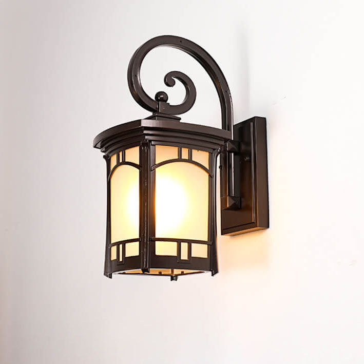 Modern Square Aluminum Glass Carved 1-Light Outdoor Waterproof Wall Sconce Lamp | Kalsten